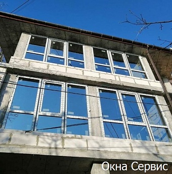 Окна элекс. Цвет внешний антрацит серый.